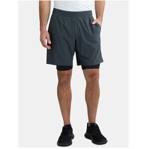 Athletic Works Men's 2 In 1 6" Gym Shorts W Liner X-LARGE (40-42) Greystone New